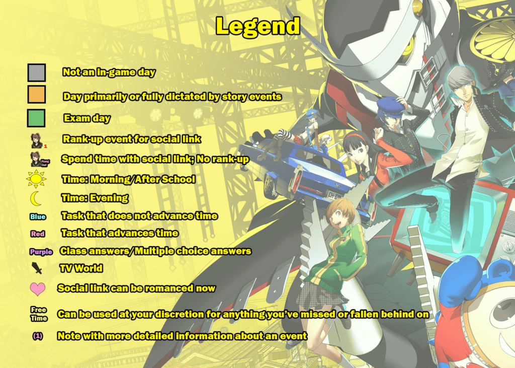 Persona 4 Golden Trophy Guide: Detailed Calendar for Trophy Hunters 1 persona 4 golden calendar: legend