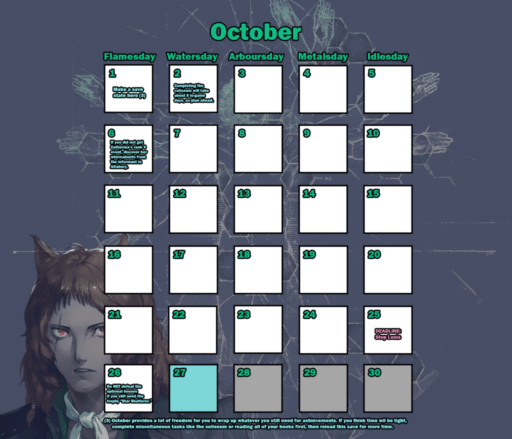 Metaphor ReFantazio Trophy Guide: Detailed Calendar for Trophy Hunters 6 metaphor refantazio calendar: october