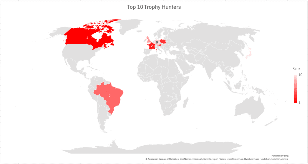 Where Are Trophy Hunters Located? 1 where are trophy hunters: top 10 map