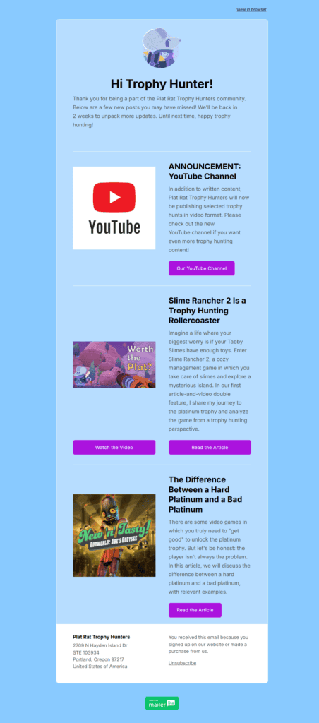 July 26, 2026 Newsletter 1 dashboard.mailerlite.com emails 193807000302257773 preview