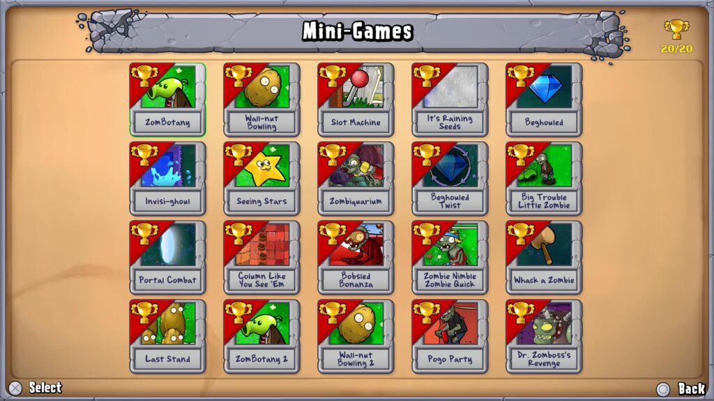 Plants vs. Zombies: Replanted: mini games